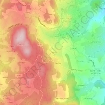 Topografische Karte La Batie, Höhe, Relief
