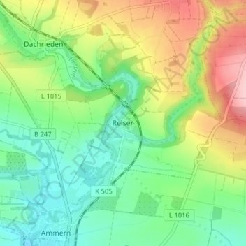 Topografische Karte Reiser, Höhe, Relief