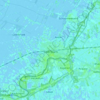 Topografische Karte Leerdam, Höhe, Relief