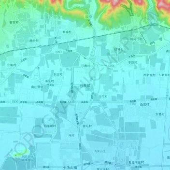 Topografische Karte 兴寿镇, Höhe, Relief