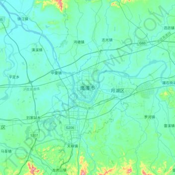 Topografische Karte 鹰潭市, Höhe, Relief