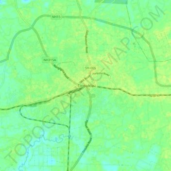 Topografische Karte Tinsukia, Höhe, Relief