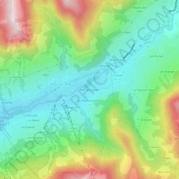 Topografische Karte Plan de Cassioz, Höhe, Relief