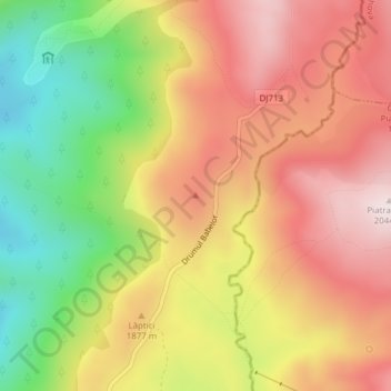 Topografische Karte Pietrosul, Höhe, Relief