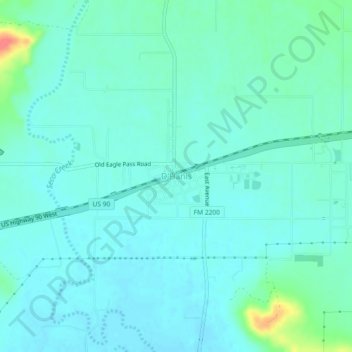 Topografische Karte D'Hanis, Höhe, Relief