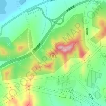 Topografische Karte 大花山, Höhe, Relief