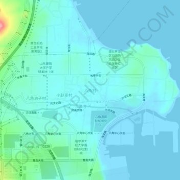 Topografische Karte 八角村, Höhe, Relief