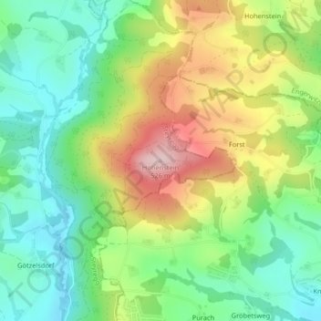 Topografische Karte Hohenstein, Höhe, Relief