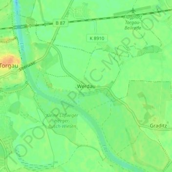 Topografische Karte Werdau, Höhe, Relief