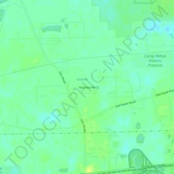 Topografische Karte Mandeville, Höhe, Relief