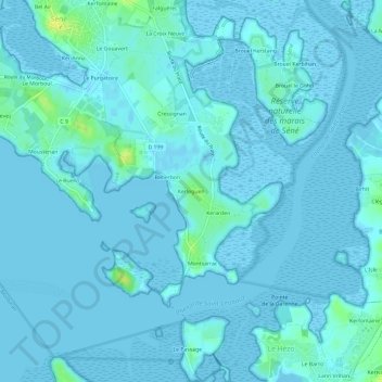 Topografische Karte Kerleguen, Höhe, Relief