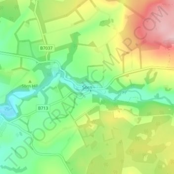 Topografische Karte Sorn, Höhe, Relief