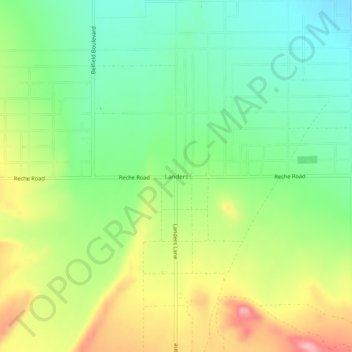 Topografische Karte Landers, Höhe, Relief