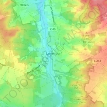 Topografische Karte Sahrendorf, Höhe, Relief