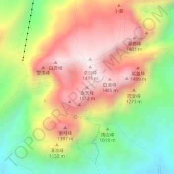Topografische Karte 连天峰, Höhe, Relief