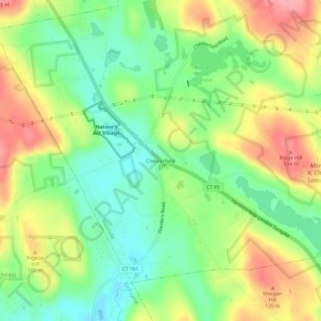 Topografische Karte Chesterfield, Höhe, Relief