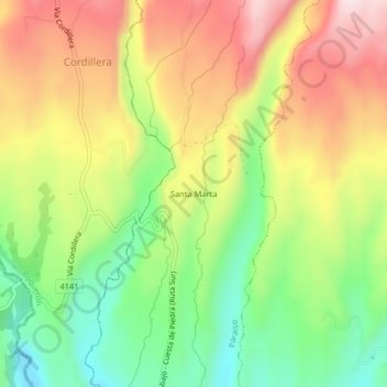 Topografische Karte Santa Marta, Höhe, Relief