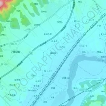 Topografische Karte 黄家埠, Höhe, Relief