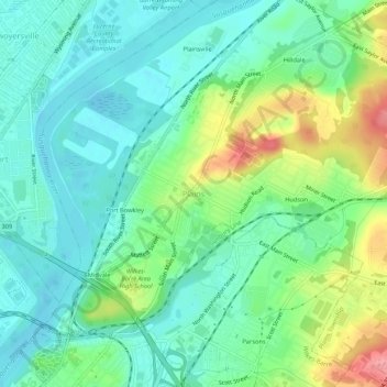 Topografische Karte Plains, Höhe, Relief