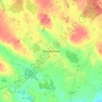 Topografische Karte Streamstown, Höhe, Relief