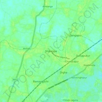 Topografische Karte Shibalaya, Höhe, Relief