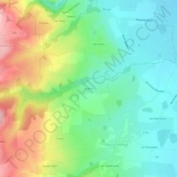 Topografische Karte Le Bost, Höhe, Relief