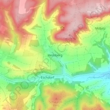 Topografische Karte Heilsberg, Höhe, Relief