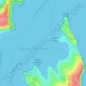 Topografische Karte Eastern Channel Pile Light, Höhe, Relief