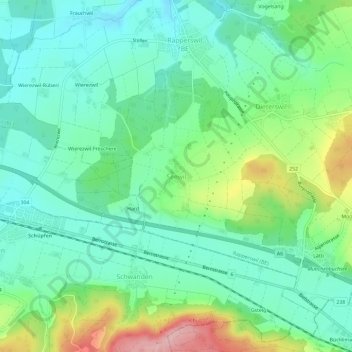 Topografische Karte Seewil, Höhe, Relief