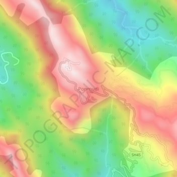 Topografische Karte Ponmudi, Höhe, Relief