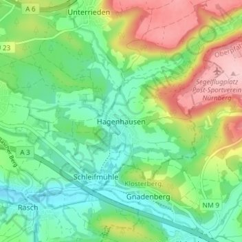 Topografische Karte Hagenhausen, Höhe, Relief