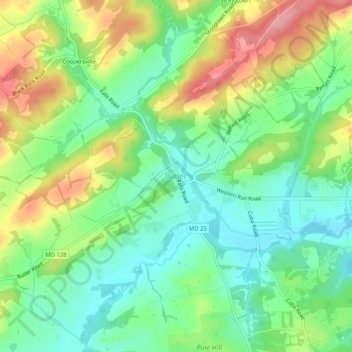 Topografische Karte Butler, Höhe, Relief
