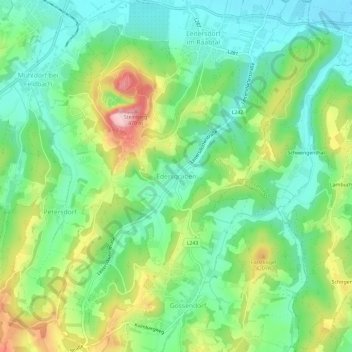 Topografische Karte Edersgraben, Höhe, Relief