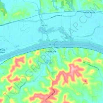 Topografische Karte Hermann, Höhe, Relief