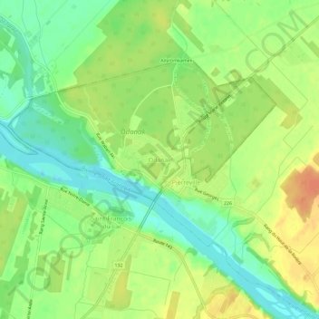 Topografische Karte Odanak, Höhe, Relief