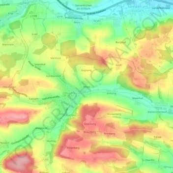 Topografische Karte Moos, Höhe, Relief