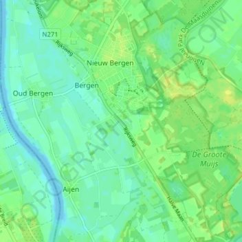 Topografische Karte Bergsche Heide, Höhe, Relief
