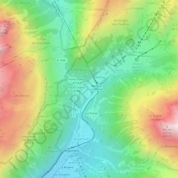 Topografische Karte Les Frasserands, Höhe, Relief