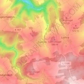 Topografische Karte Dorfilm, Höhe, Relief