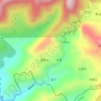 Topografische Karte 南山坞, Höhe, Relief