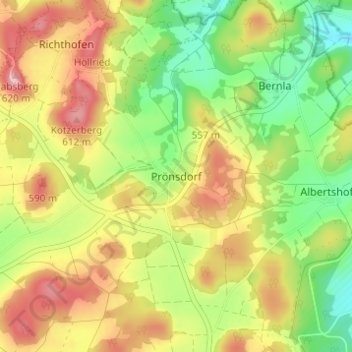 Topografische Karte Prönsdorf, Höhe, Relief
