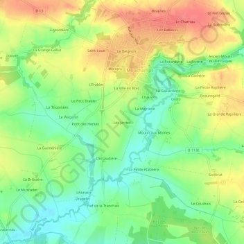 Topografische Karte Les Jarries, Höhe, Relief