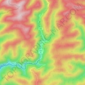 Topografische Karte Walhalla, Höhe, Relief