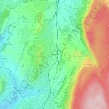 Topografische Karte La Lième, Höhe, Relief