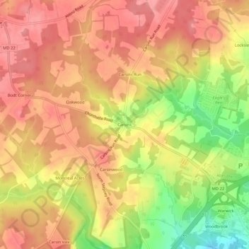 Topografische Karte Carsins, Höhe, Relief