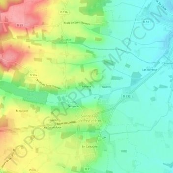 Topografische Karte Penelle, Höhe, Relief