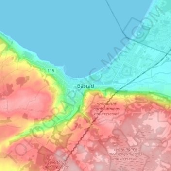 Topografische Karte Båstad, Höhe, Relief