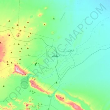 Topografische Karte Marib, Höhe, Relief