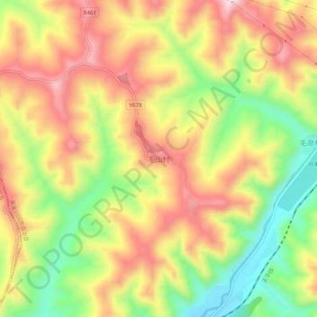 Topografische Karte 毛山村, Höhe, Relief