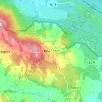 Topografische Karte Höhenberg, Höhe, Relief